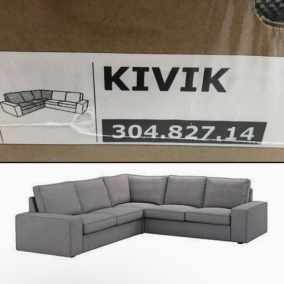 IKEA KIVIK tallmyra white/black Cover for sectional 4 Corner 304.827.14 - Picture 1 of 8